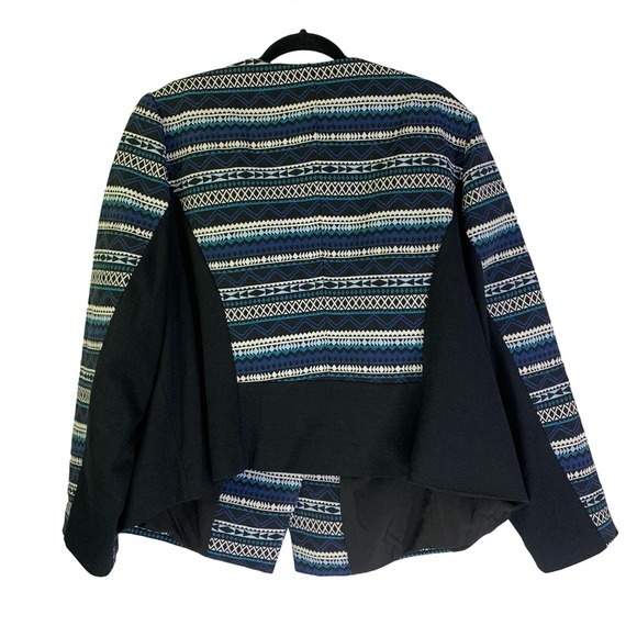 LANE BRYANT Black & Teal Geometric Aztec Stripe Long Sleeve Blazer Jacket-NWT‎ - Picture 11 of 16